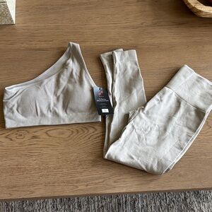 One-Shoulder Beige Activewear Set